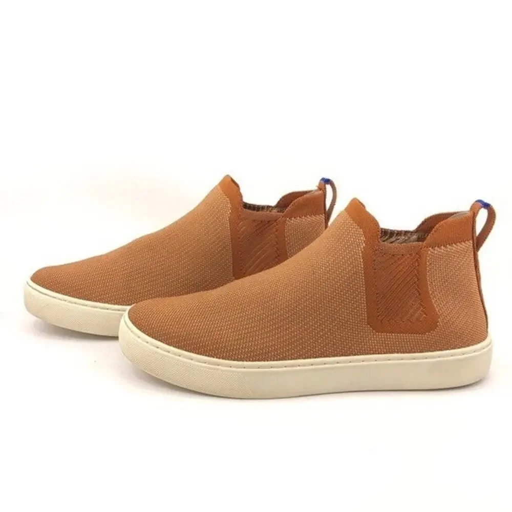 Rothy's Women’s 8.5 Chelsea Ankle Boots Fawn Knit Casual Pull On Office Everyday